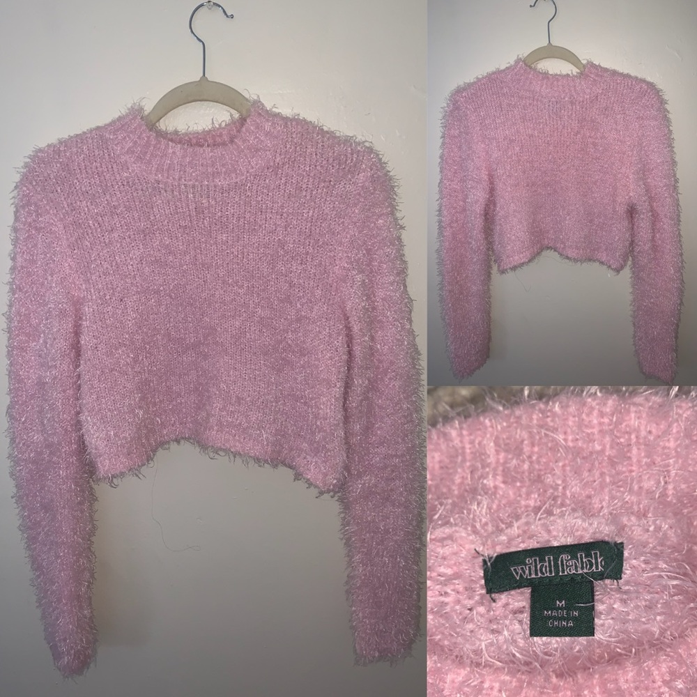 Pink Fuzzy Crop Top